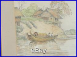 Vintage Chinese Thia Watercolor Painting Signed