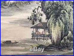 Vintage Chinese Wall Hanging Scroll Hand Painting Landscape Calligraphy, Signed