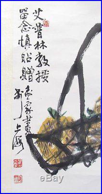 Vintage Chinese watercolor painting Scroll artist signed