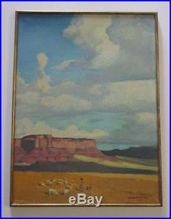 Vintage Chinle Navajo Reservation Painting Signed Mystery Artist American Desert