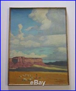 Vintage Chinle Navajo Reservation Painting Signed Mystery Artist American Desert