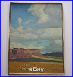 Vintage Chinle Navajo Reservation Painting Signed Mystery Artist American Desert