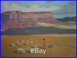 Vintage Chinle Navajo Reservation Painting Signed Mystery Artist American Desert
