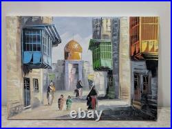 Vintage(Circa 1990+) Middle Eastern Landscape Signed Oil Painting on Canvas