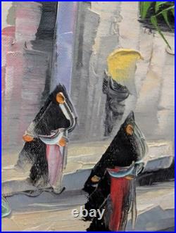 Vintage(Circa 1990+) Middle Eastern Landscape Signed Oil Painting on Canvas