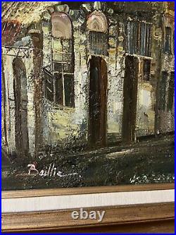 Vintage Cityscape Oil Painting Signed Baillie Framed Matted Old European Scene