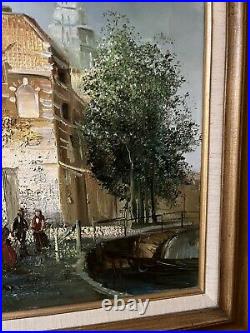 Vintage Cityscape Oil Painting Signed Baillie Framed Matted Old European Scene