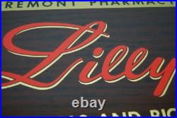 Vintage Claremont Pharmacy Lilly Apothecary Drug Store Reverse Glass Paint Sign