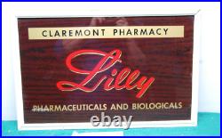 Vintage Claremont Pharmacy Lilly Apothecary Drug Store Reverse Glass Paint Sign
