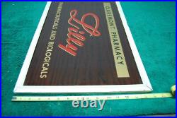 Vintage Claremont Pharmacy Lilly Apothecary Drug Store Reverse Glass Paint Sign