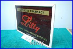 Vintage Claremont Pharmacy Lilly Apothecary Drug Store Reverse Glass Paint Sign