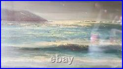 Vintage Coastal Landscape Oil Painting 1968 on Wood Frame 21¨ Long