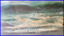 Vintage Coastal Landscape Oil Painting 1968 on Wood Frame 21¨ Long