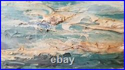 Vintage Coastal Landscape Oil Painting 1968 on Wood Frame 21¨ Long