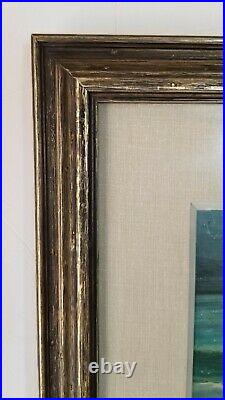 Vintage Coastal Landscape Oil Painting 1968 on Wood Frame 21¨ Long