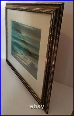 Vintage Coastal Landscape Oil Painting 1968 on Wood Frame 21¨ Long