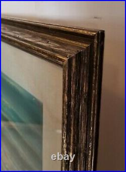 Vintage Coastal Landscape Oil Painting 1968 on Wood Frame 21¨ Long