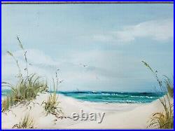 Vintage Coastal Seascape Painting on Canvas Framed Signed