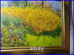 Vintage Collom Forsythia Oil Painting Signed And Framed