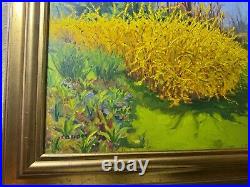 Vintage Collom Forsythia Oil Painting Signed And Framed
