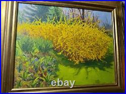 Vintage Collom Forsythia Oil Painting Signed And Framed