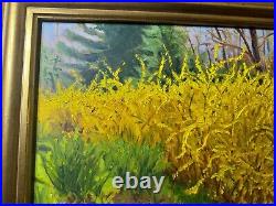 Vintage Collom Forsythia Oil Painting Signed And Framed