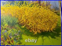 Vintage Collom Forsythia Oil Painting Signed And Framed