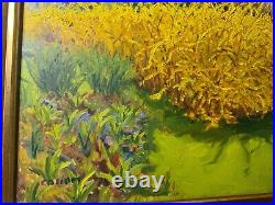 Vintage Collom Forsythia Oil Painting Signed And Framed
