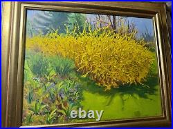 Vintage Collom Forsythia Oil Painting Signed And Framed