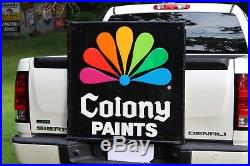 Vintage Colony Paints Embossed Metal Sign Paint Gas Oil Service Marine Texas