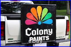 Vintage Colony Paints Embossed Metal Sign Paint Gas Oil Service Marine Texas