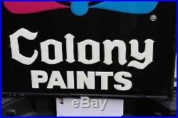 Vintage Colony Paints Embossed Metal Sign Paint Gas Oil Service Marine Texas