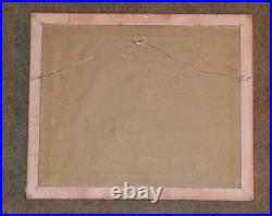 Vintage Colorful Impressionist Painting Flower Garden & bench Signed Silvano