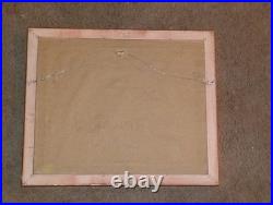 Vintage Colorful Impressionist Painting Flower Garden & bench Signed Silvano