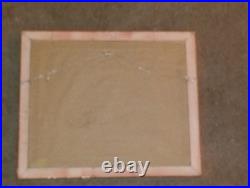 Vintage Colorful Impressionist Painting Flower Garden & bench Signed Silvano