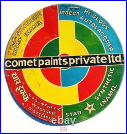 Vintage Comet Paints Synthetic Enamel Advertising Tin Sign Board Round Old TS241