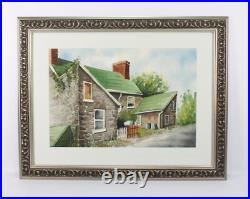 Vintage Country Cottage Watercolor Painting Signed Michelle Lemay Flesher
