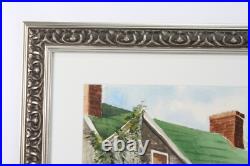 Vintage Country Cottage Watercolor Painting Signed Michelle Lemay Flesher