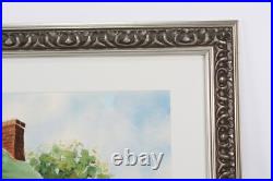Vintage Country Cottage Watercolor Painting Signed Michelle Lemay Flesher