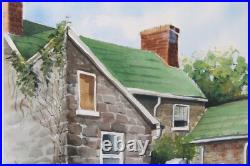 Vintage Country Cottage Watercolor Painting Signed Michelle Lemay Flesher