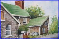 Vintage Country Cottage Watercolor Painting Signed Michelle Lemay Flesher