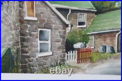 Vintage Country Cottage Watercolor Painting Signed Michelle Lemay Flesher