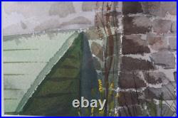 Vintage Country Cottage Watercolor Painting Signed Michelle Lemay Flesher