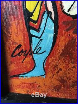 Vintage Coyle Signed Mid Century Modernist Figural Abstract Painting