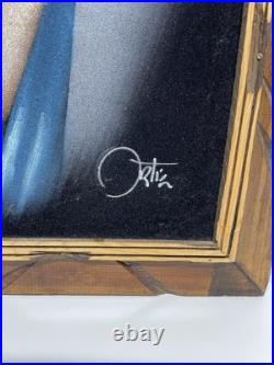 Vintage Crying Elvis Presley Black Velvet Painting Signed Ortiz Mexico MINT