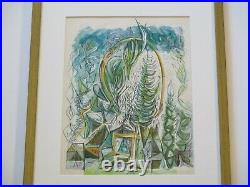 Vintage Cubist Cubism Painting Landscape Modernism Expressionism 1970's Trees