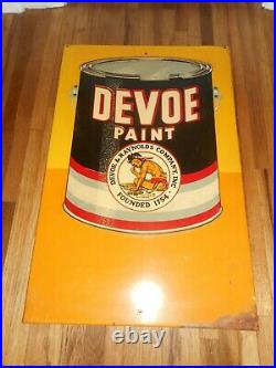 Vintage DEVOE PAINT Metal NATIVE AMERICAN INDIAN CHIEF METAL ADVERTISING SIGN