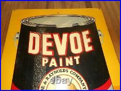 Vintage DEVOE PAINT Metal NATIVE AMERICAN INDIAN CHIEF METAL ADVERTISING SIGN