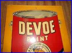 Vintage DEVOE PAINT Metal NATIVE AMERICAN INDIAN CHIEF METAL ADVERTISING SIGN
