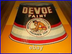 Vintage DEVOE PAINT Metal NATIVE AMERICAN INDIAN CHIEF METAL ADVERTISING SIGN